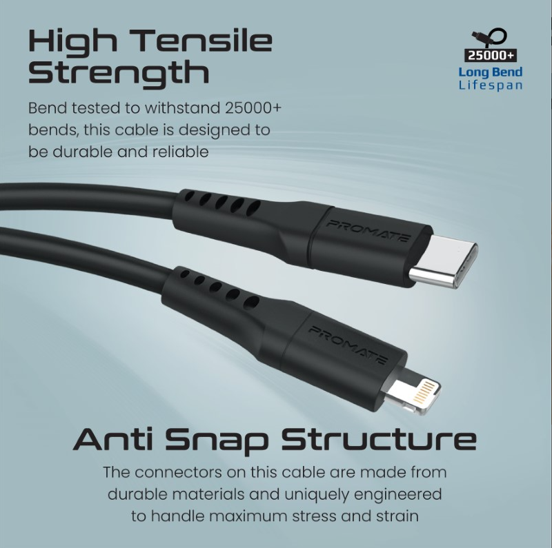 بكج شحن سريع 25 واط مع كابل Type-C إلى لايتنينغ - بروميت (ChargeKit-25PDi)
