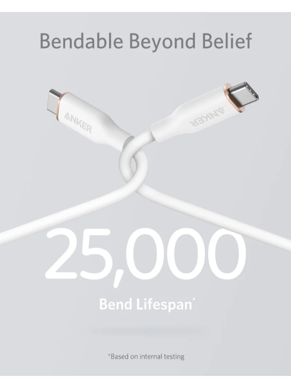 كيبل PowerLine Flow Type-C إلى Type-C 0.9 متر أبيض - Anker