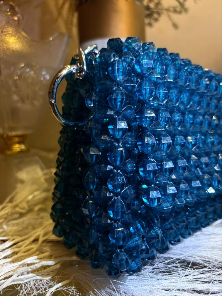 شنطة يد وكتف  خرز تركواز صناعه يدويه
