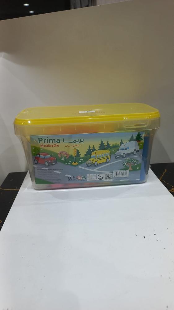 Primah modeling clay in a plastic storage box