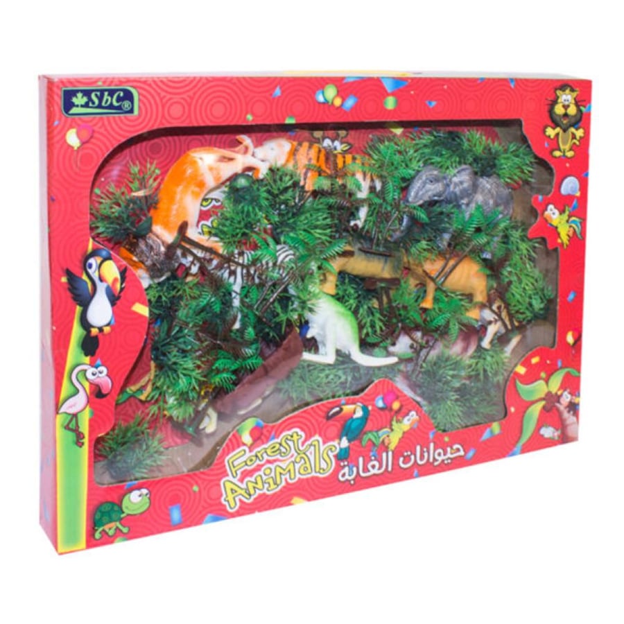 مجموعة لعبة مجسمات حيوانات الغابة والبيئة البرية للأطفال - Forest Animals Playset