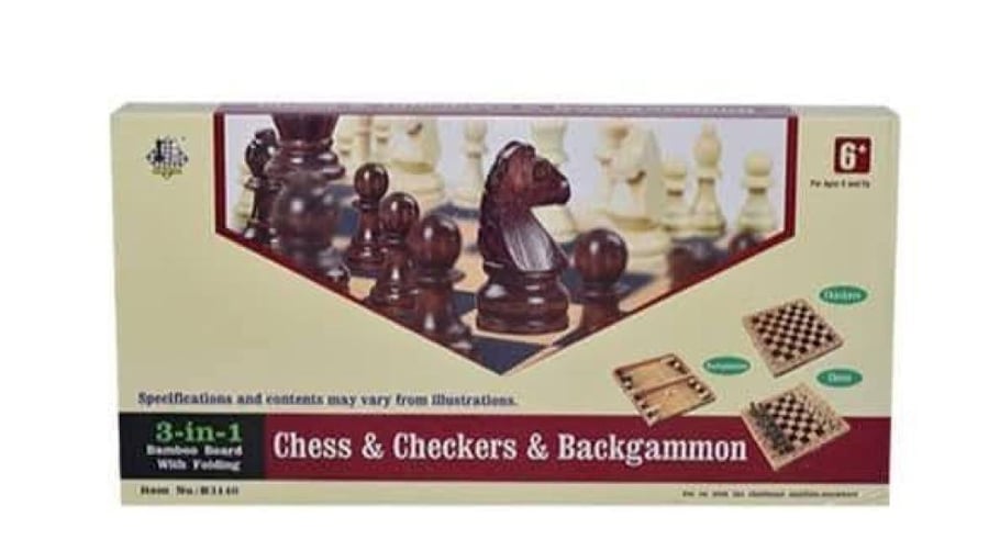 مجموعة الشطرنج 3 in 1 Wooden Chess Checkers Backgammon Set