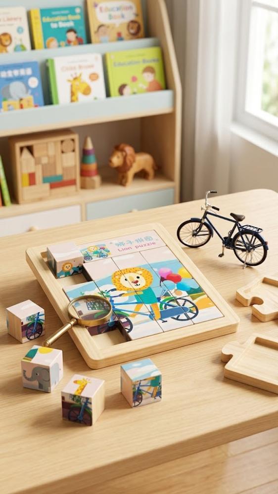 لعبة البازل الانزلاقية الخشبية للأطفال - Wooden Sliding Jigsaw Puzzle