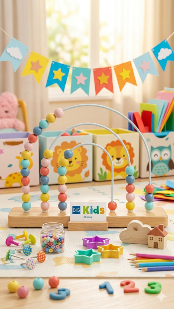 عداد خشبي تعليمي للأطفال خرز ملون - Big Kids Wooden Abacus