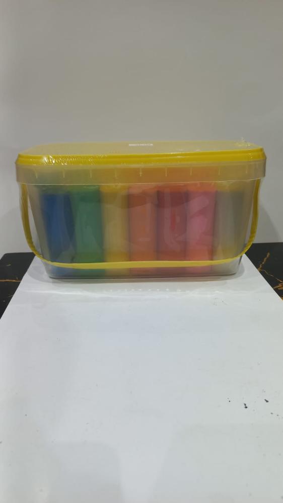 Primah modeling clay in a plastic storage box