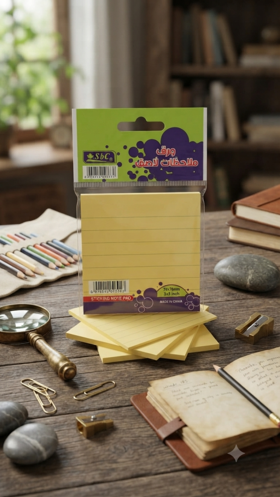 ورق ملاحظات لاصق أصفر مسطر مقاس 76×76 مم من Sbc