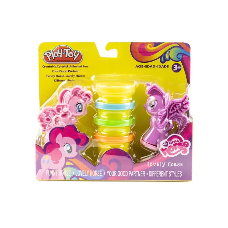مجموعة صلصال ألعاب الأطفال لتشكيل المهور الملونة - Play-Toy Lovely Horse Dough Playset