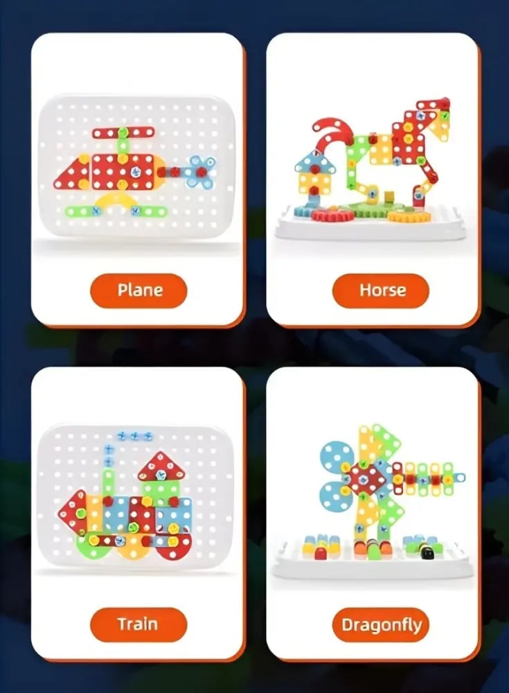 لعبة تركيب البراغي والمفك الكهربائي الإبداعية (STEM) - Screw Creative Puzzle