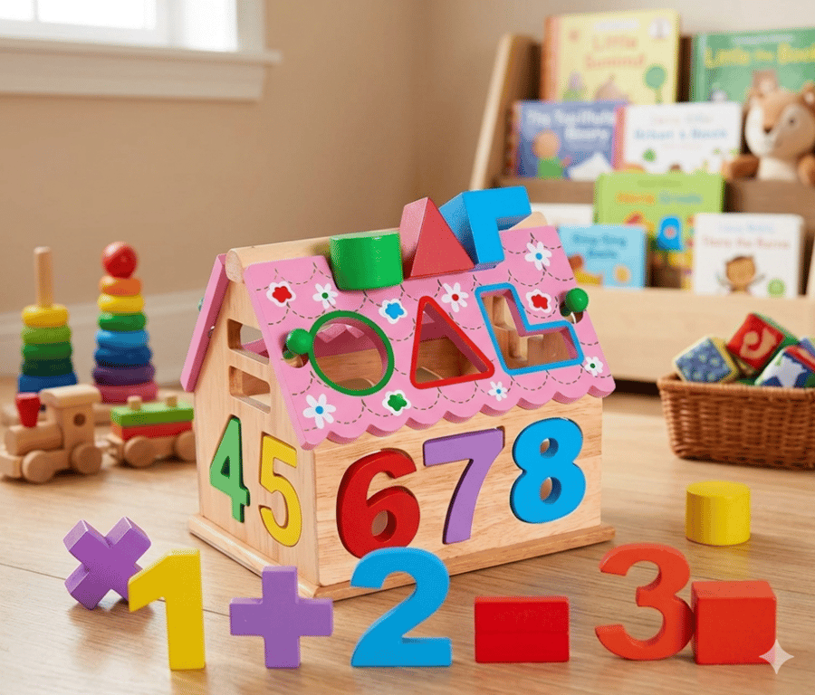 لعبة مطابقة الأرقام والأشكال التعليمية - The Wisdom of Housing Wooden Toy