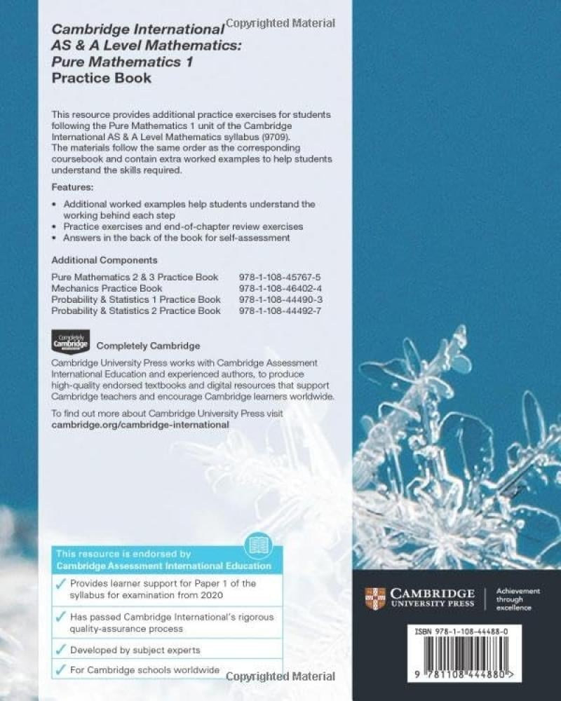 Cambridge International AS & A Level Mathematics: Pure Mathematics 1 Practice Book (9781108444880)