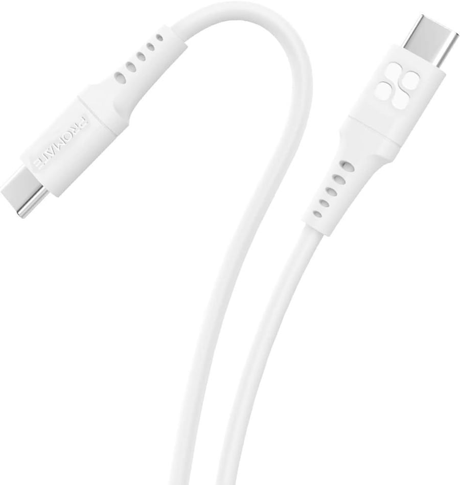 كيبل ابيض طرفين تايب سي ربر PROMATE 1.2M 60W