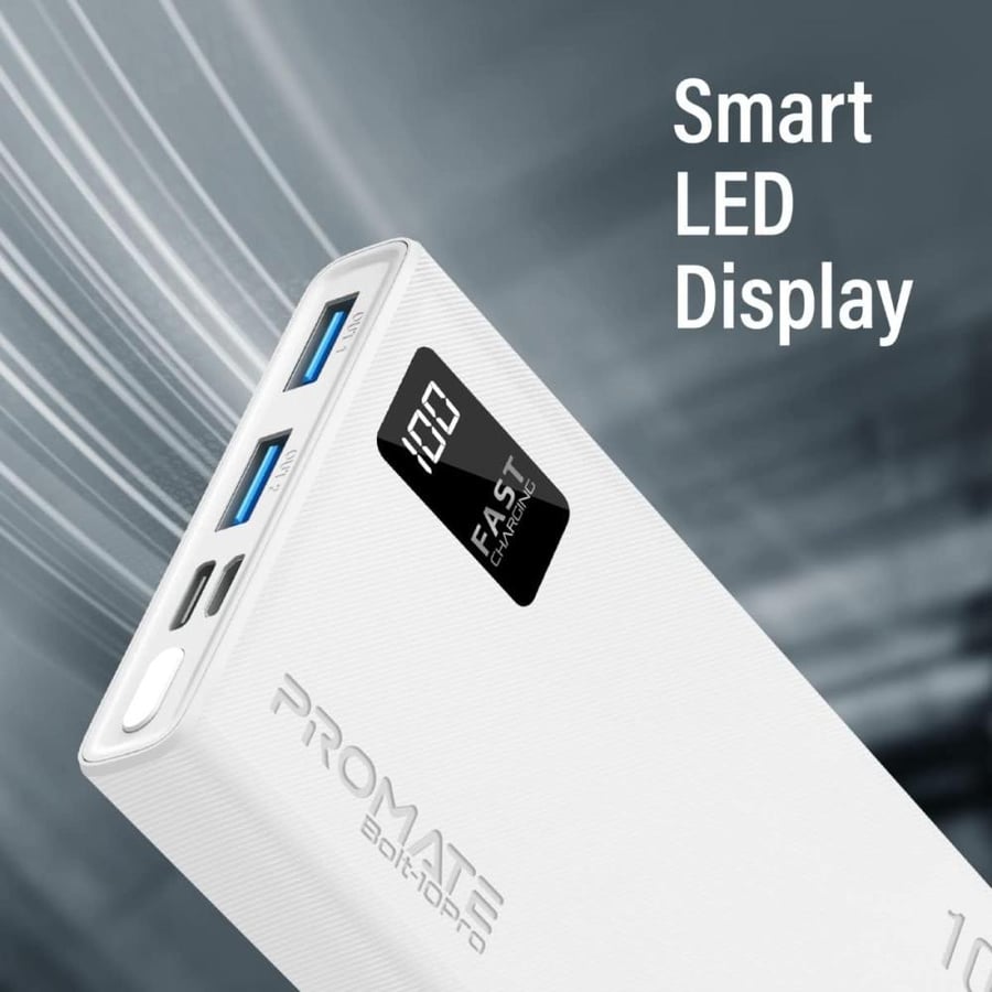 بطارية متنقلة لون ابيض 10000mah PROMATE