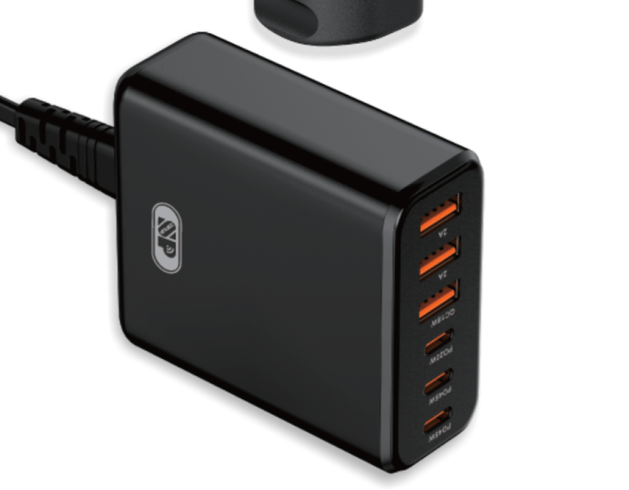 منصة شحن سريعة ب 3 منافذ USB و 3 منافذ USB-C،