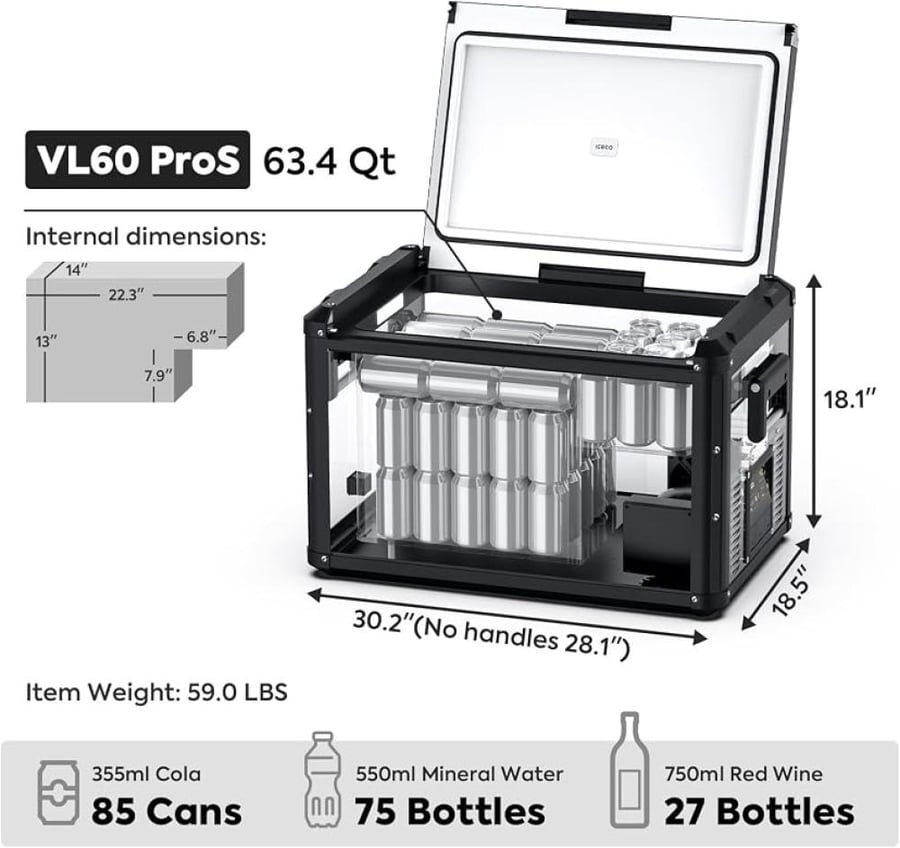 ثلاجة رحلات سيارة ايسكو 60 لتر ICECO VL60 ProS
