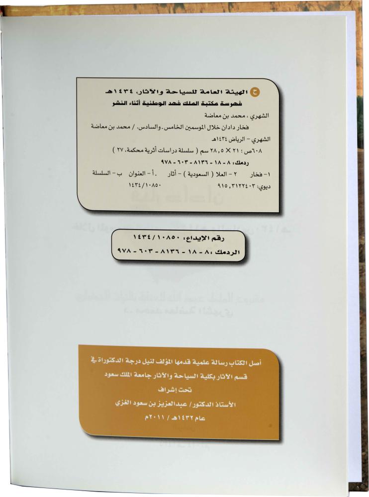 فخار دادان خلال الموسمين الخامس ١٤٢٩ والسادس ١٤٣٠ - دراسة تحليلية - د. محمد معاضة الشهري