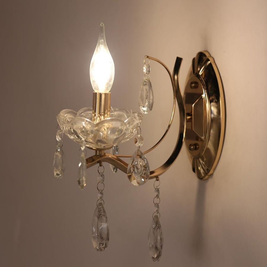 Classic wall lighting with crystal candles, single