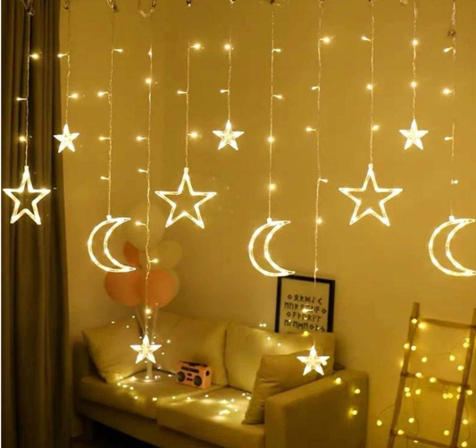 سلسلة أضواء رمضان شكل هلال ونجوم