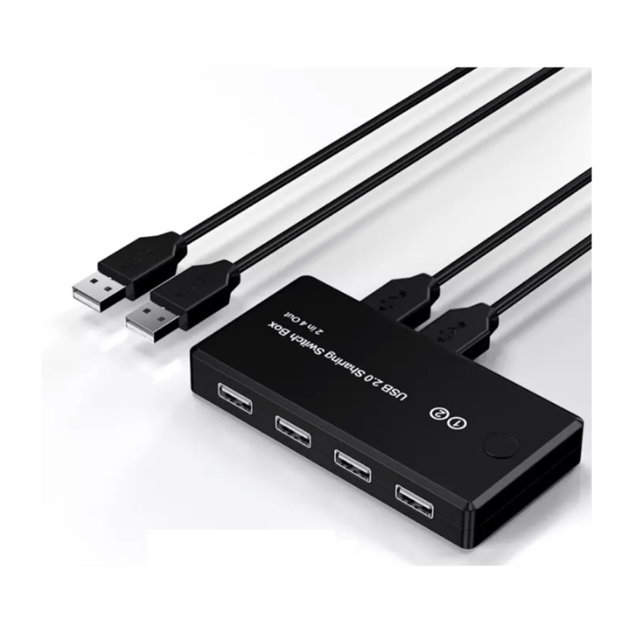 محول USB 2 في 4 مخرج، جهازي كمبيوتر يشتركان في موصل ماوس لوحة مفاتيح الطابعة