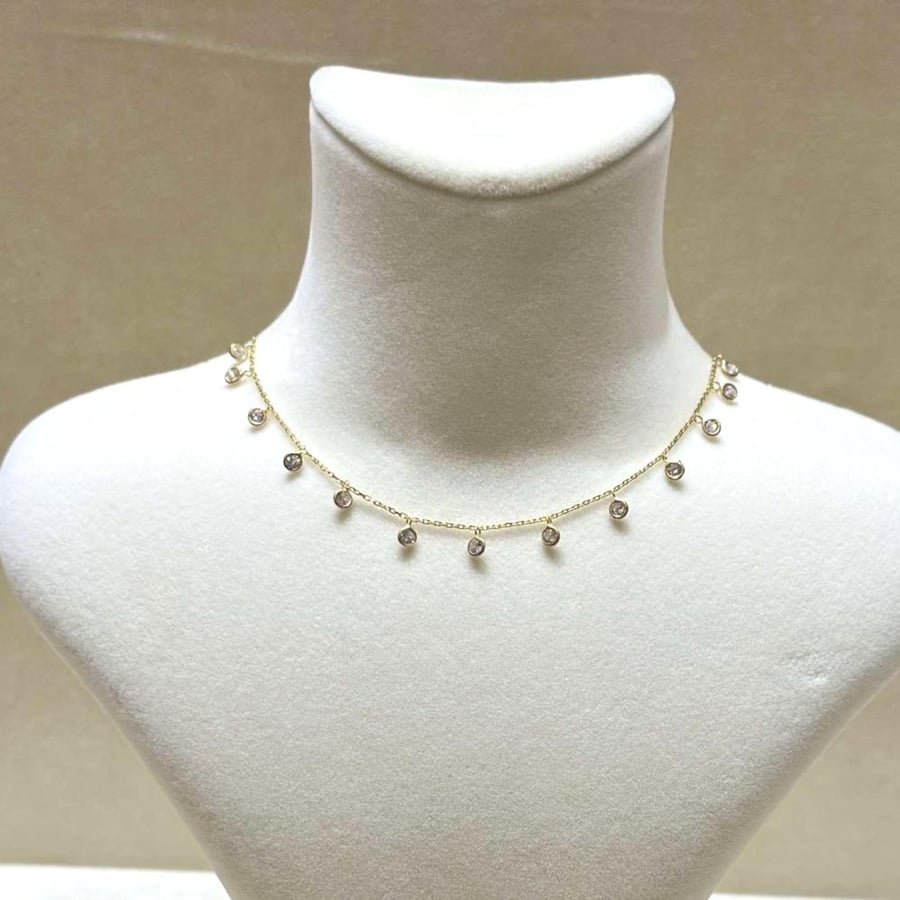 عقد شوكر فضة ايطالي عيار٩٢٥ مطلي بالذهب