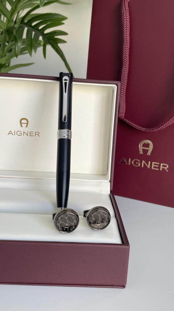 Pen and cup, black and silver, with high-quality accessories