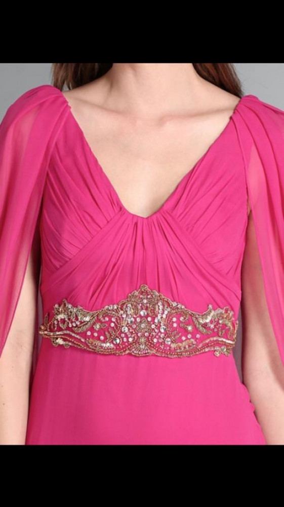 فستان سهرة طويل من الشيفون باللون الفوشي من badgley mischka