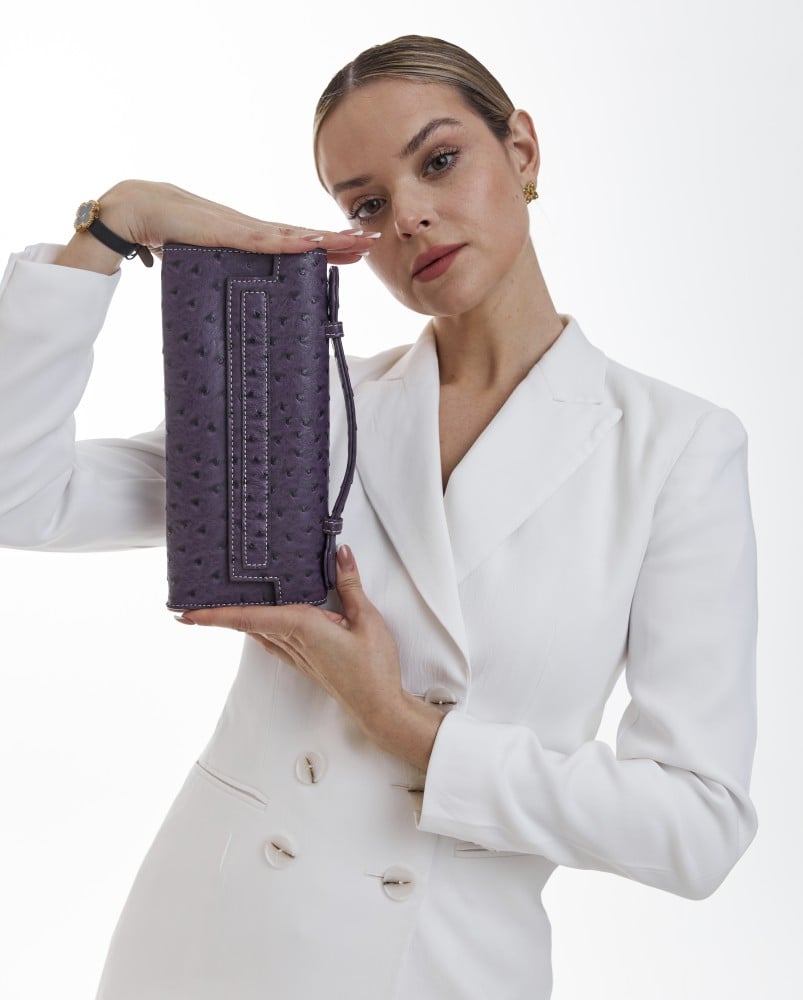 Ostrich Clutch Purple