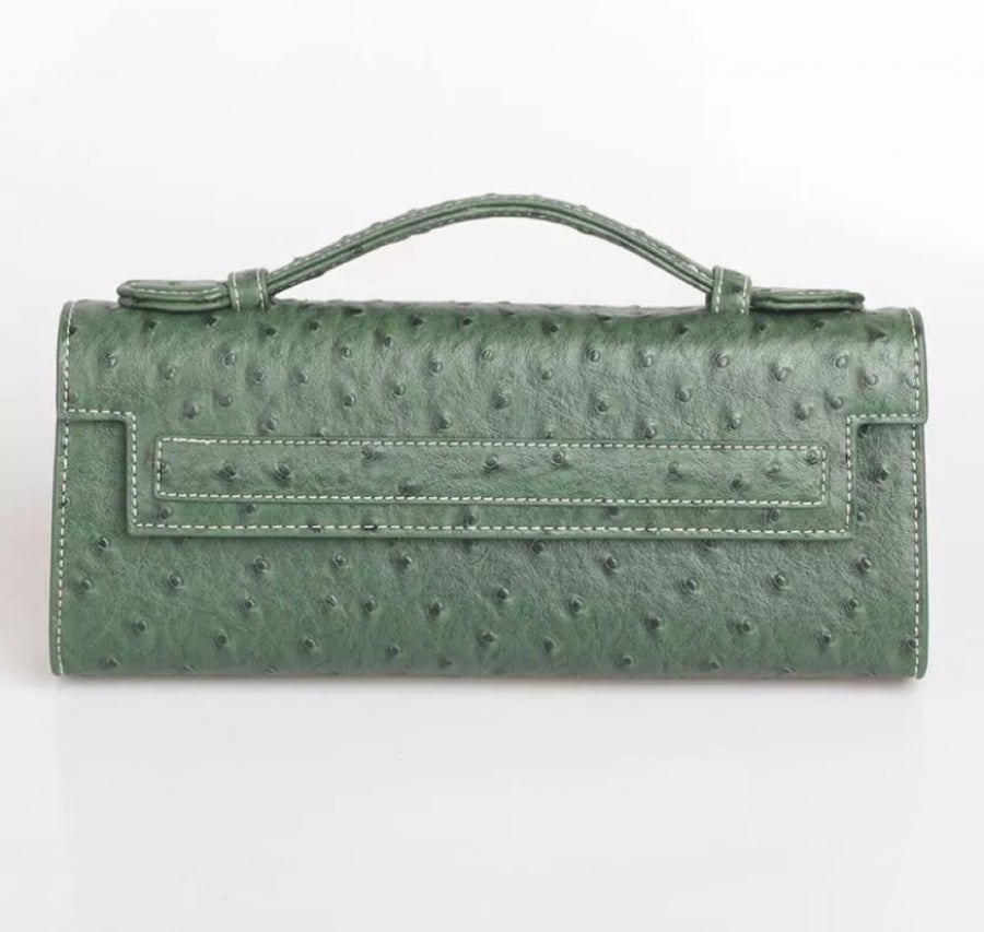 Ostrich Clutch Green