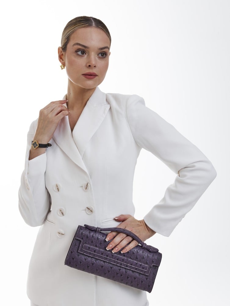 Ostrich Clutch Purple
