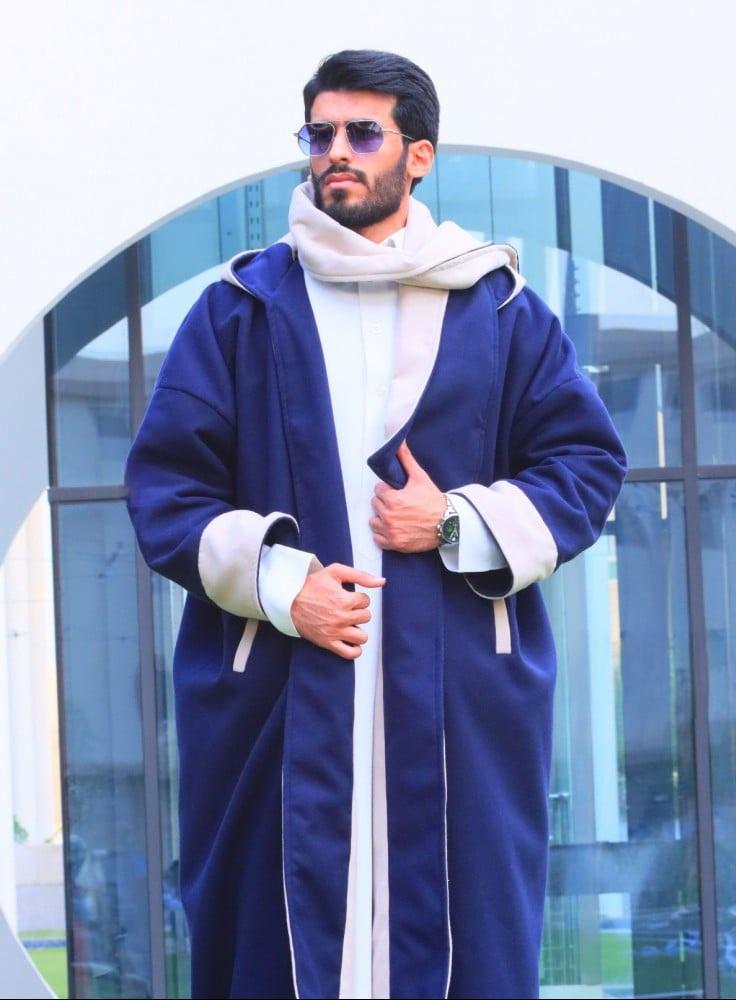 فروه دبل فيس مع شال لون كحلي مع سكري