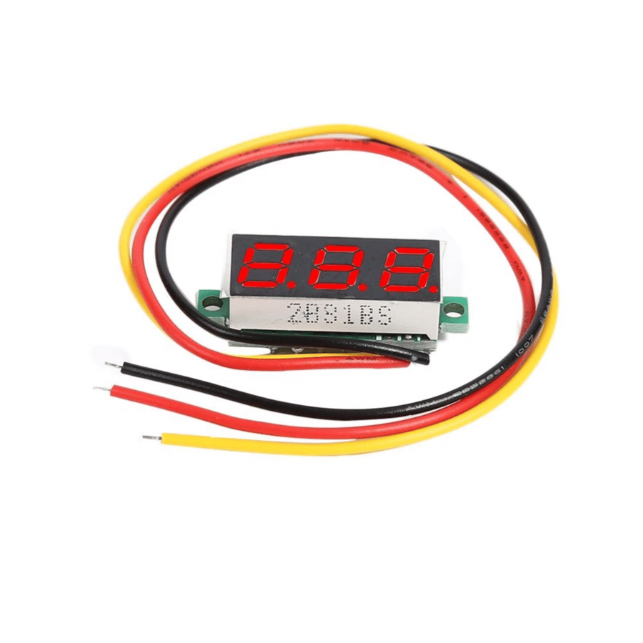 فولتميتر رقمي 0 100 فولت DC Voltmeter ثلاثي الأسلاك شاشة حمراء