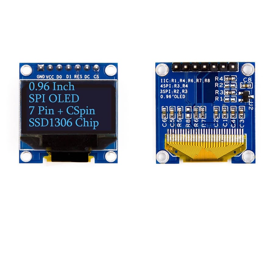 شاشة OLED 0 96 بوصة SPI زرقاء OLED SPI 7 Pin للأردوينو