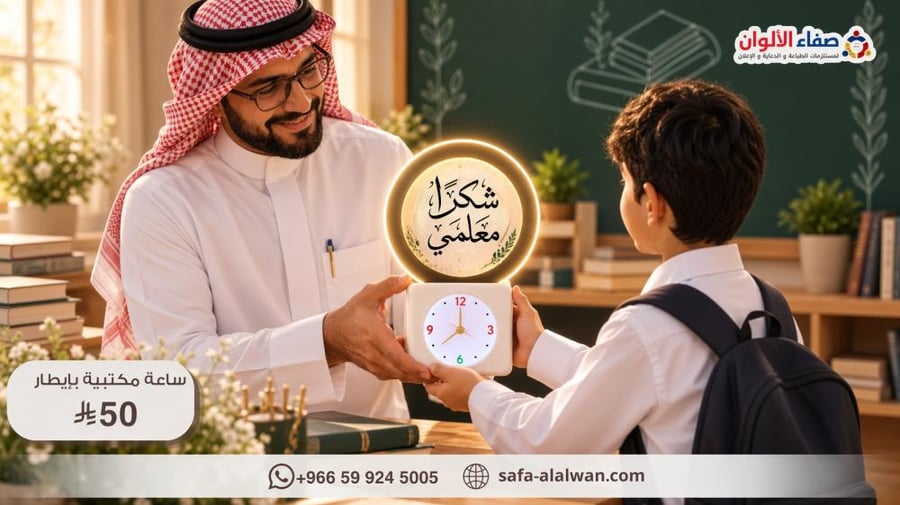 ساعة مكتبية بإضاءة | يوم المعلم