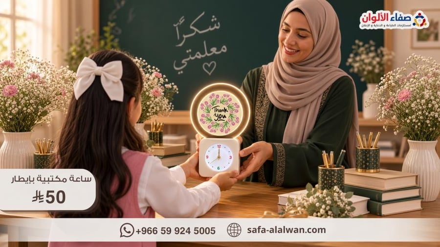 ساعة مكتبية بإضاءة | يوم المعلم