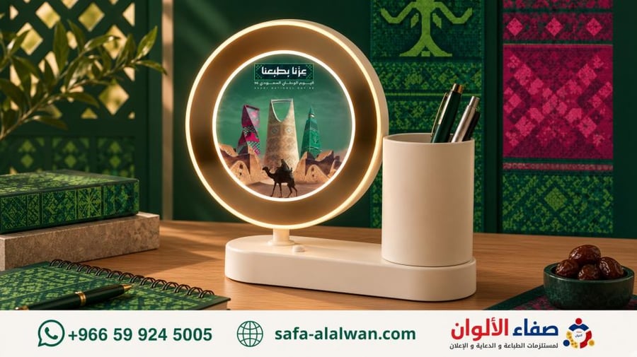 إطار مضيء LED مع حامل أقلام | هدايا اليوم الوطني 96