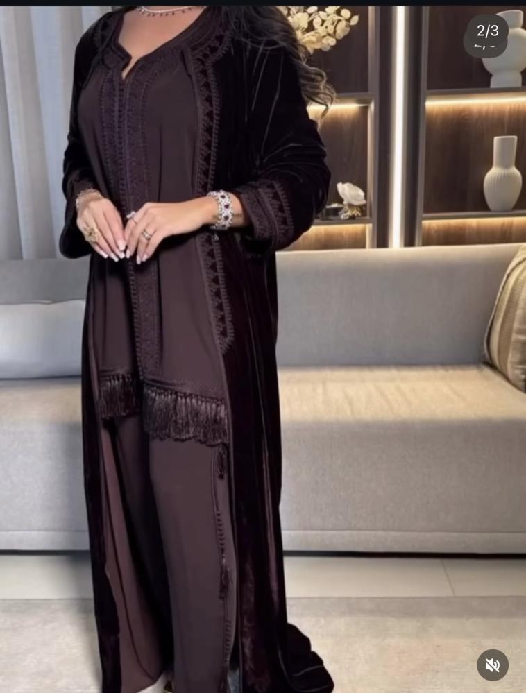 قفطان مغربي بنطلون مع بلوزة 3 قطع