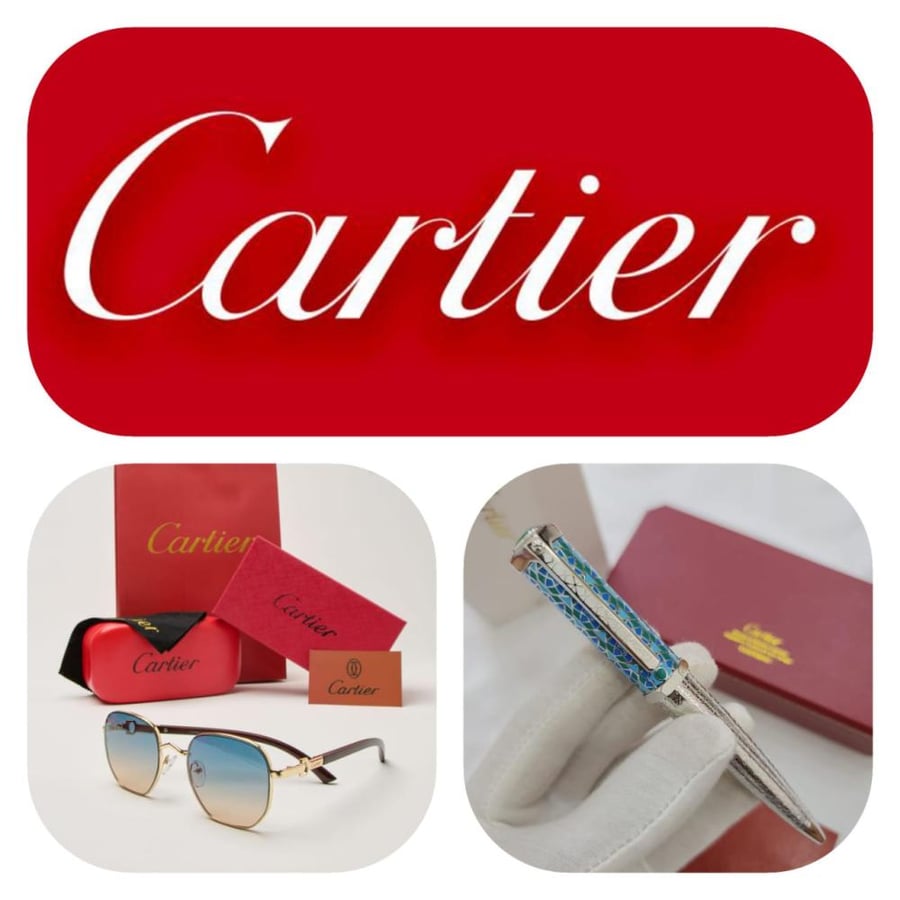 Cartier pen set with Cartier glasses including accessories