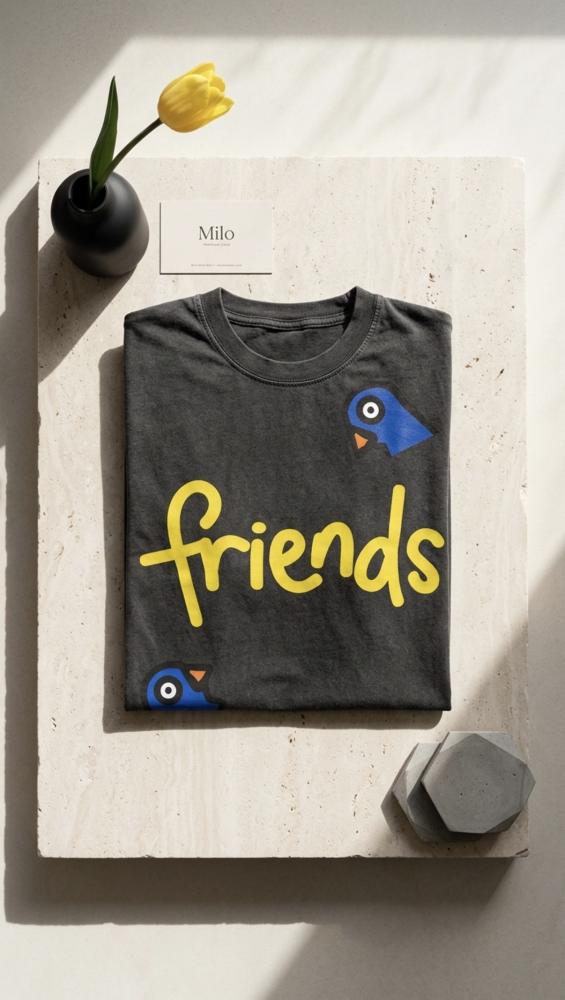 Unisex Milo Friends Black Wash Oversized T-Shirt