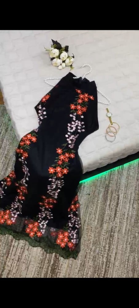 فستان خامة شيفون لون اسود
