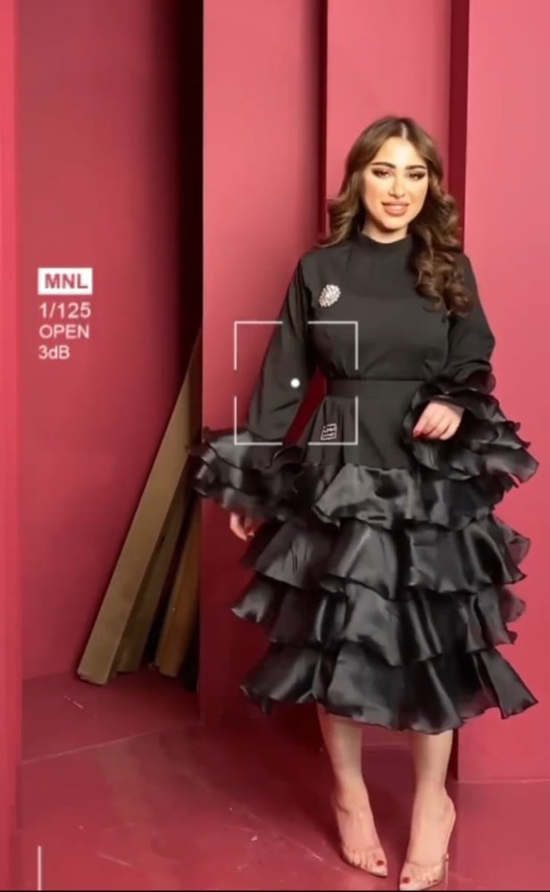 فستان العيد كريب استرتش لون اسود