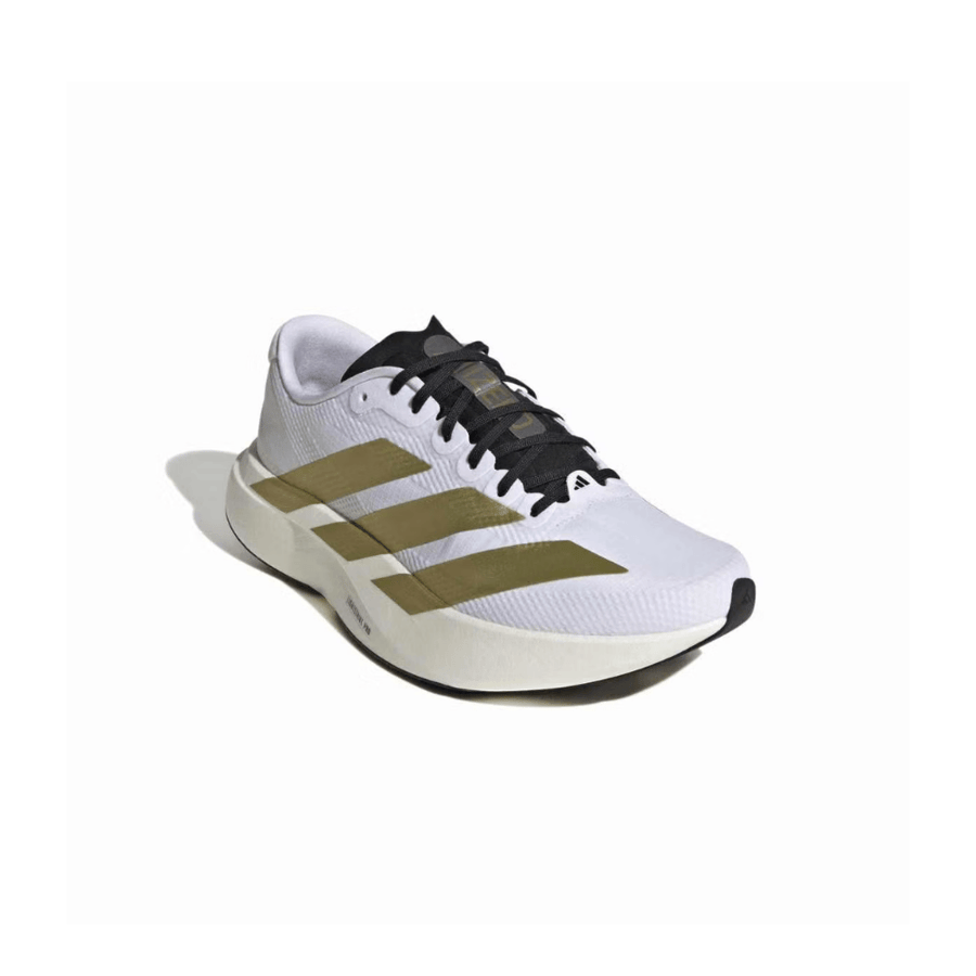 أديداس أديزيرو إيفو إس إل – أبيض سحابي × ذهبي مطفي × أسود | حذاء جري adidas Adizero EVO SL – Cloud White / Matte Gold / Core Black