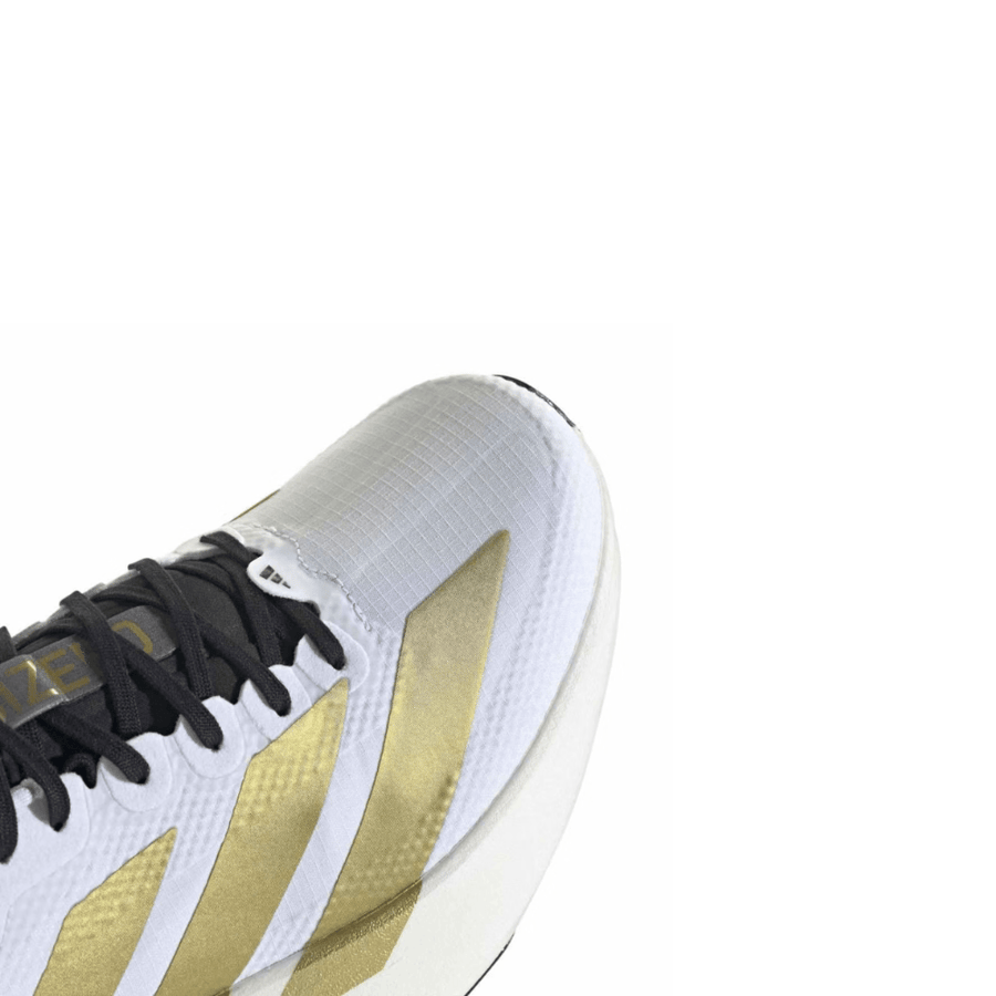 أديداس أديزيرو إيفو إس إل – أبيض سحابي × ذهبي مطفي × أسود | حذاء جري adidas Adizero EVO SL – Cloud White / Matte Gold / Core Black