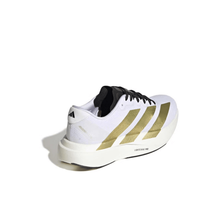 أديداس أديزيرو إيفو إس إل – أبيض سحابي × ذهبي مطفي × أسود | حذاء جري adidas Adizero EVO SL – Cloud White / Matte Gold / Core Black