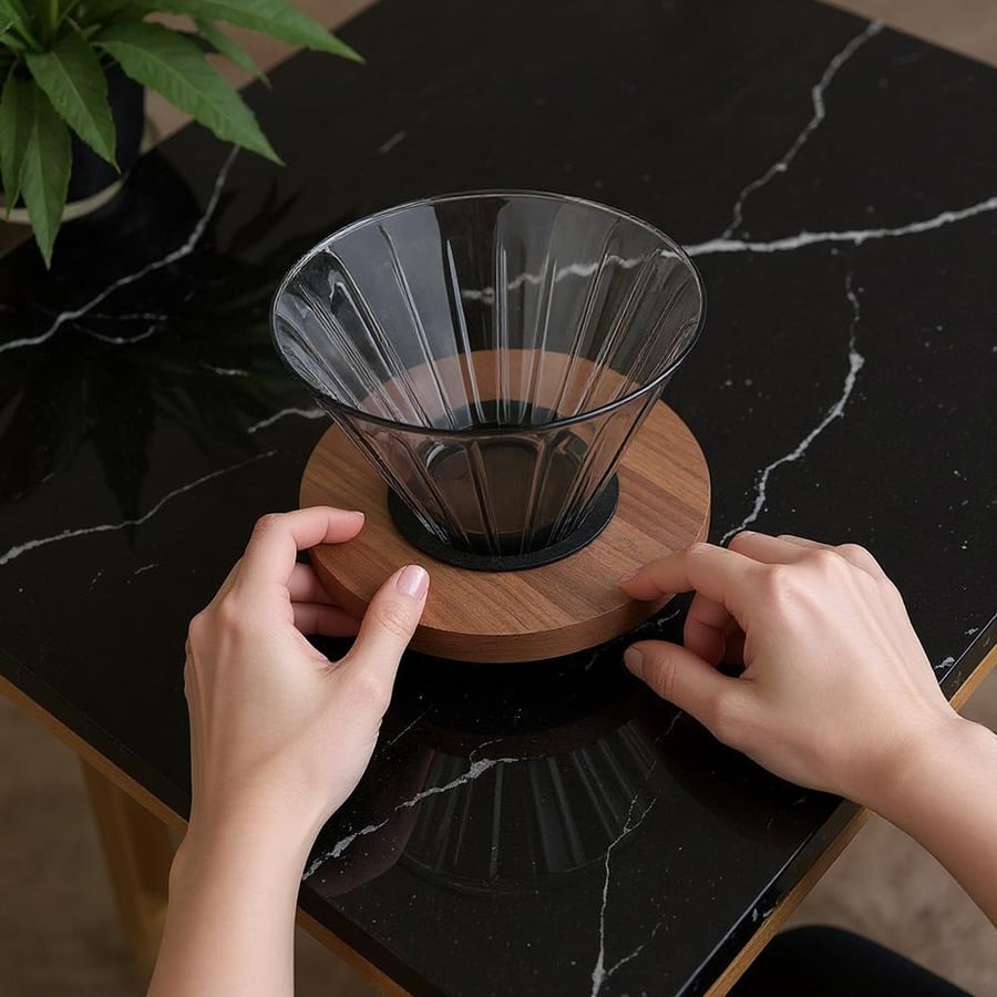 قمع زجاجي V60 اسود شفاف فاخر