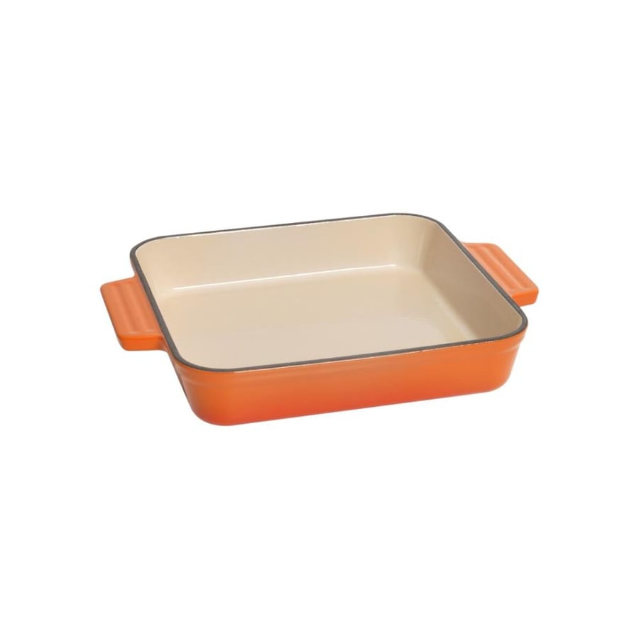 صينية فرن مربعة من الحديد الزهر مقاس 23 سم باللون البرتقالي براند بيكرز سيكرت