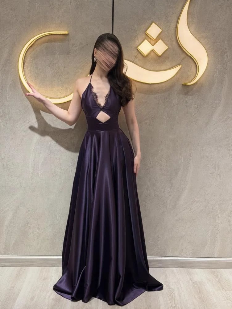 فستان نانسي | تفتة ناعم طويل لون ليلكي