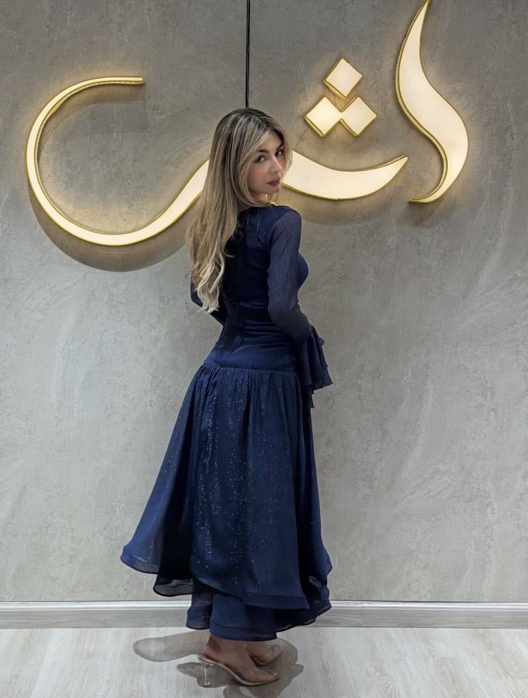 فستان مودة | ميد ناعم كحلي قماش جازار