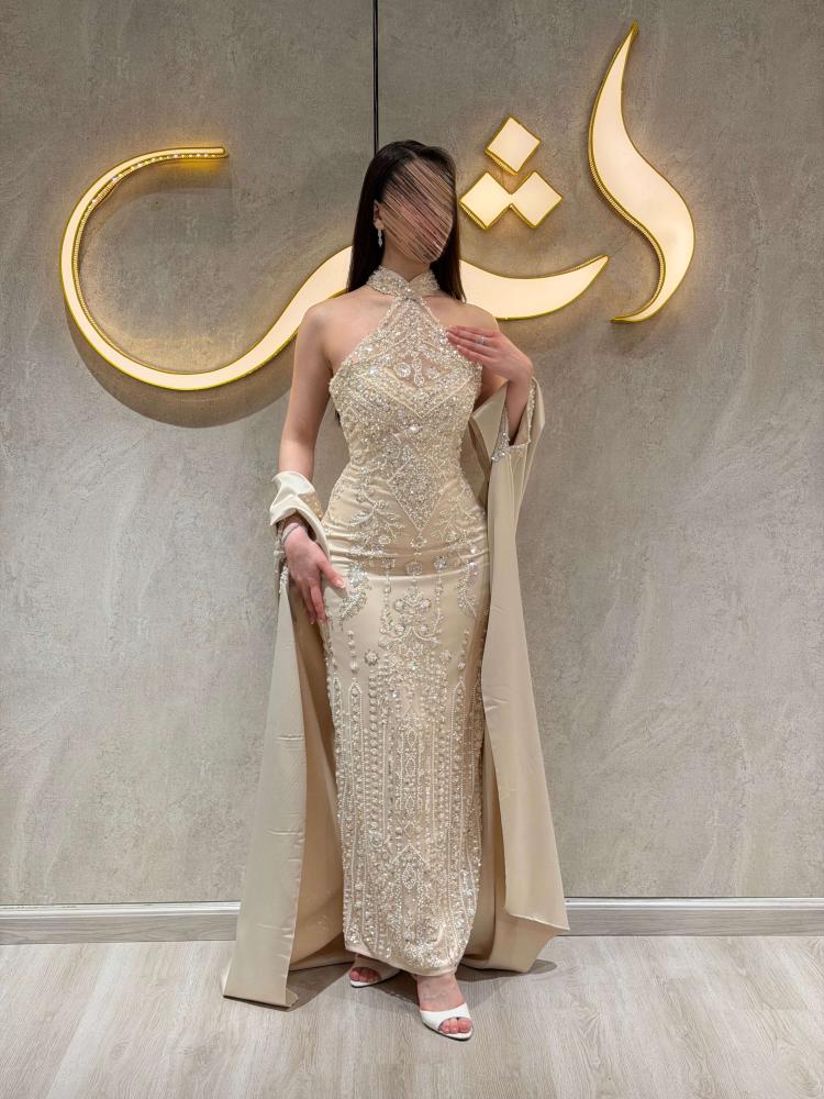 فستان بيج كريستال وخرز على تول - فستان ايلول