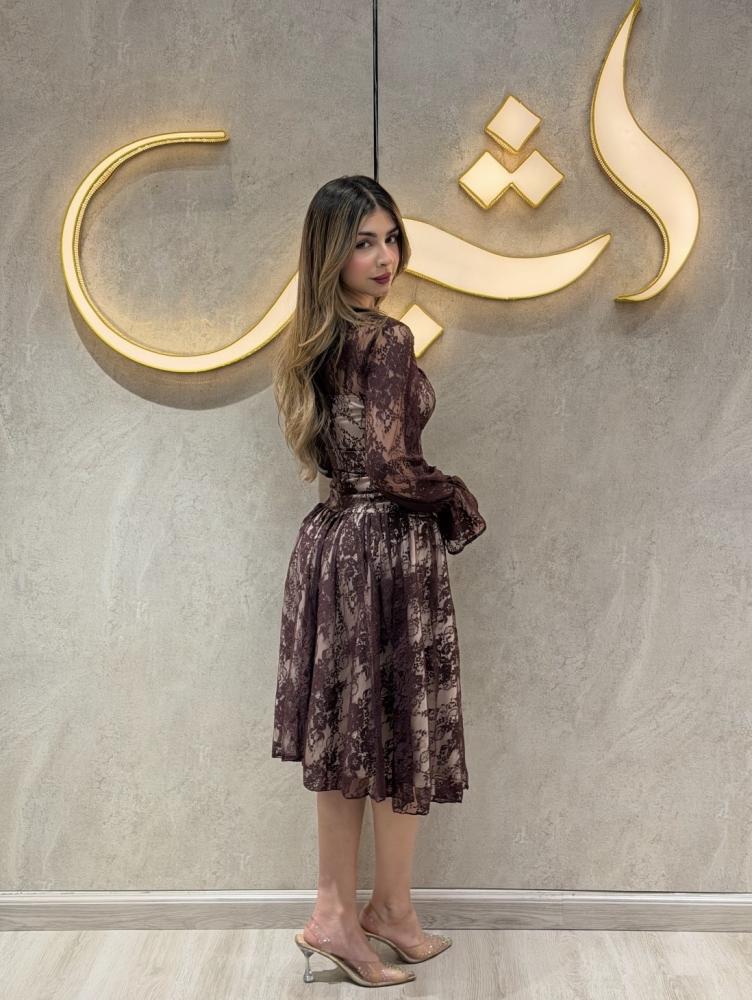 Sawsan dress | Lace + beige lining dark brown