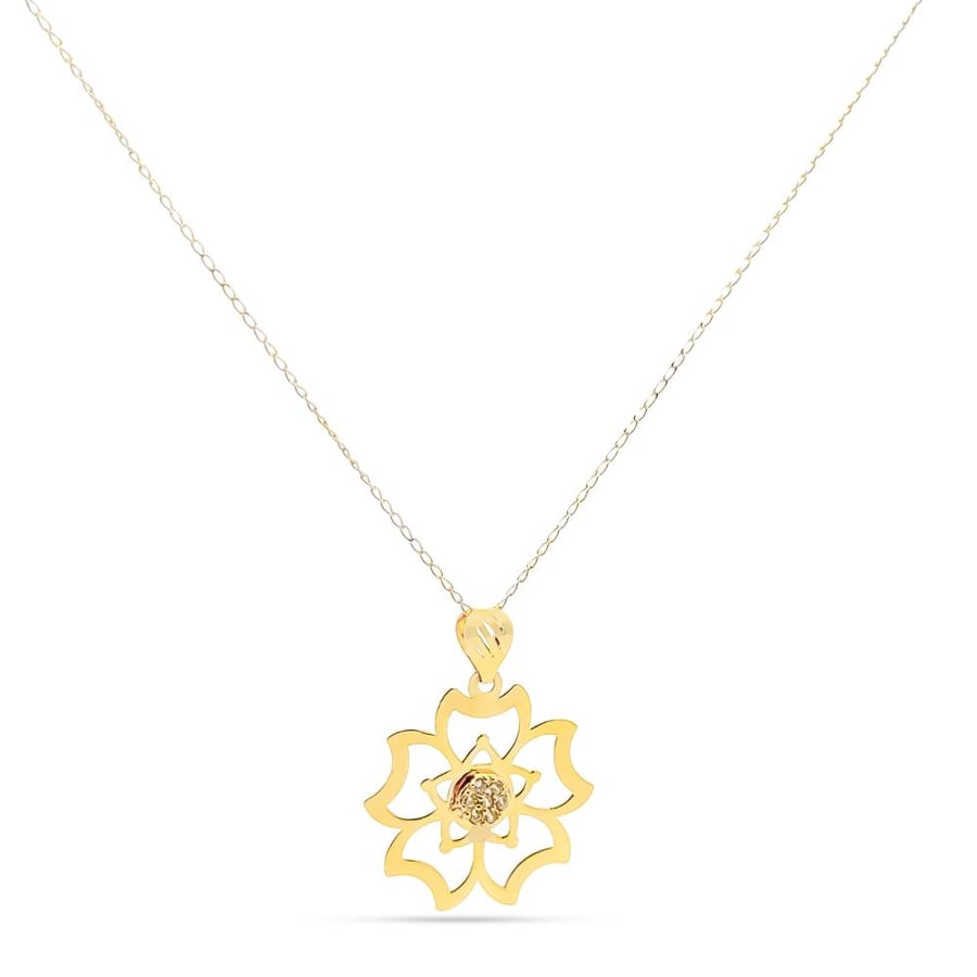 Gold necklace in the shape of a rose