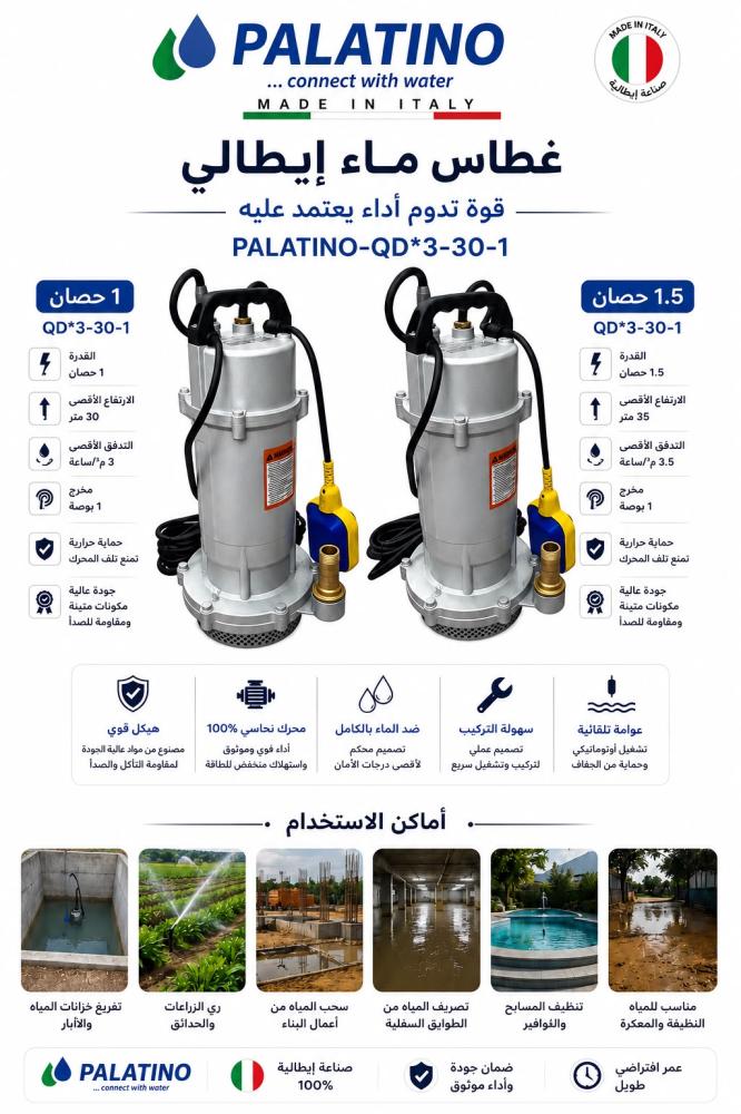 مضخة مياه غاطسة بالاتينو إيطالي بعوامة